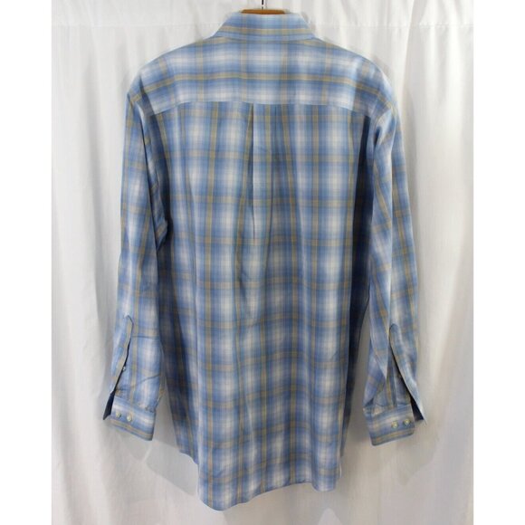 Jos A Bank Mens Blue Yellow Plaid Long Sleeve Cotton Button Down Shirt M - Picture 5 of 6